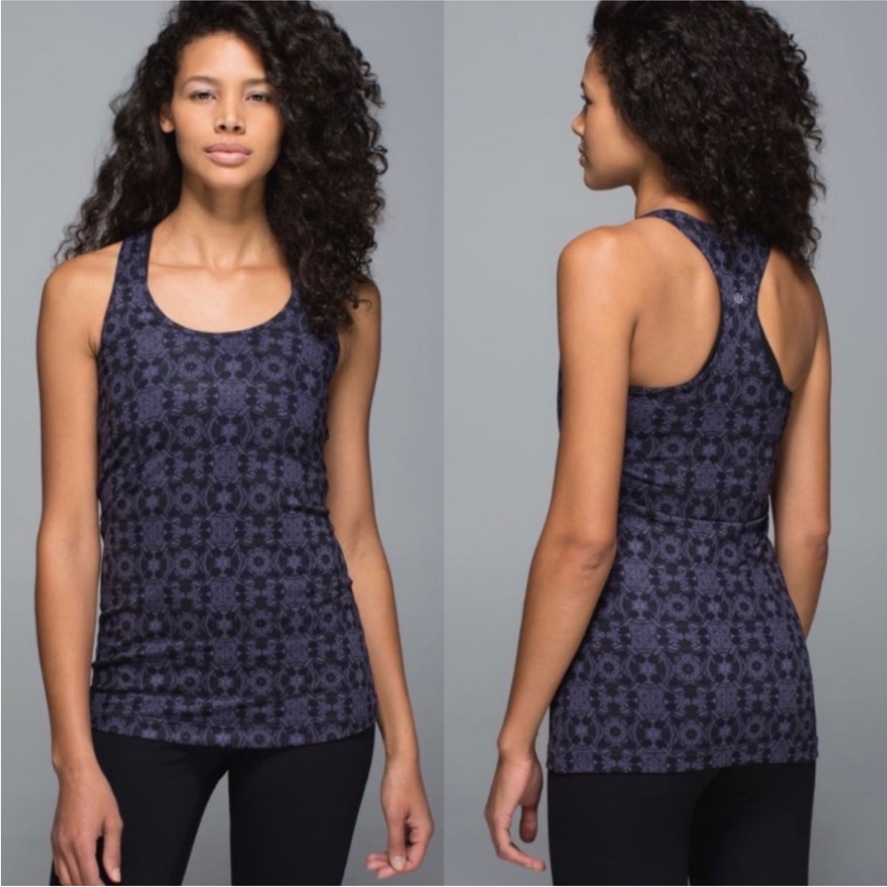 Lululemon Cool Racerback Race Length Mini Prisma Nightfall Black Grape SZ 4